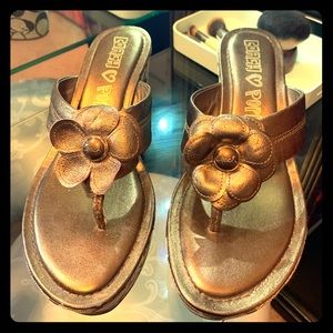 **sold**Coach Leather Platform Wedges Sandals sz 8